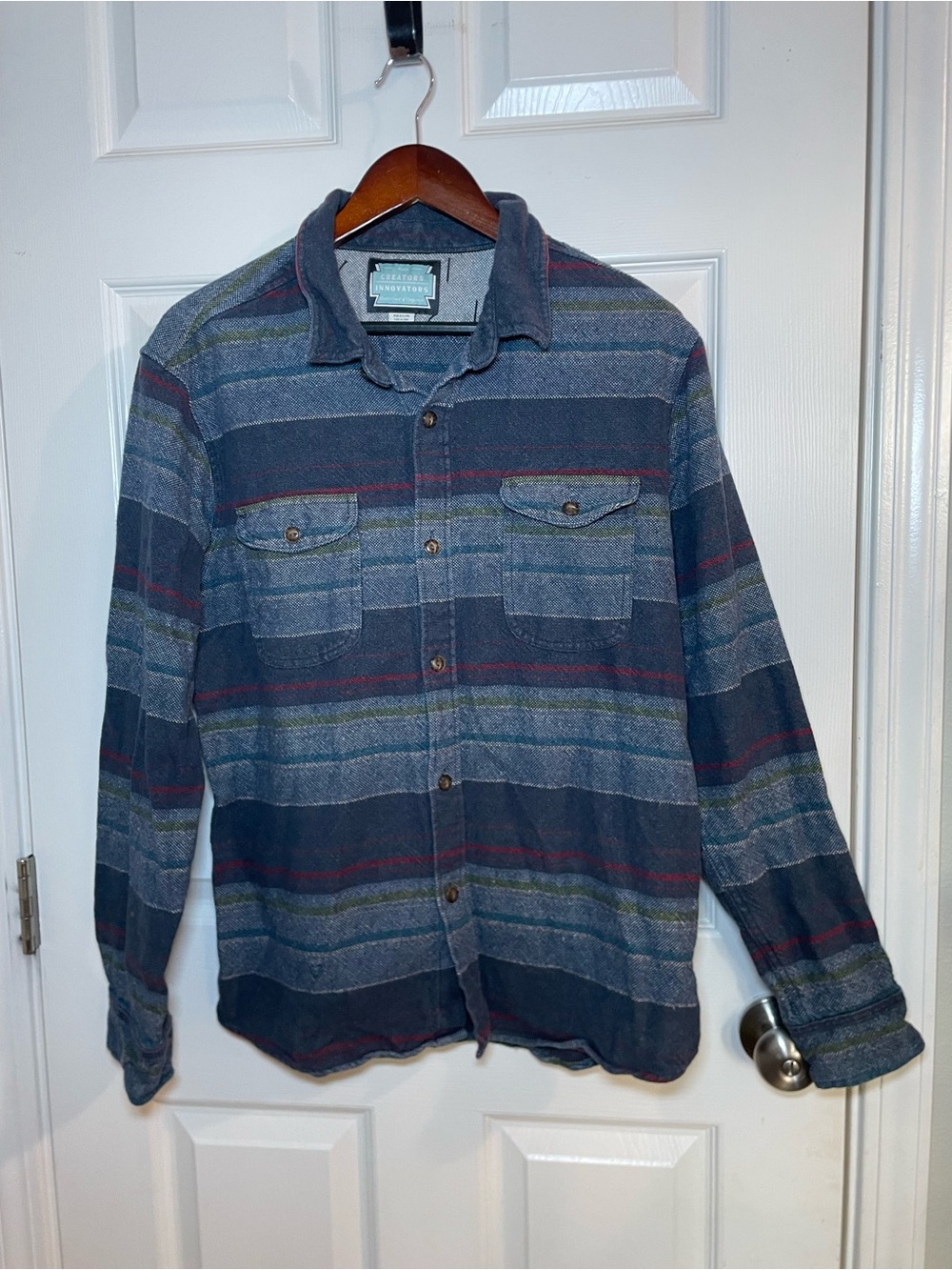 Vissla Creators & Innovators Men’s Medium Hemp Cotton Flannel Shirt Blue Plaid